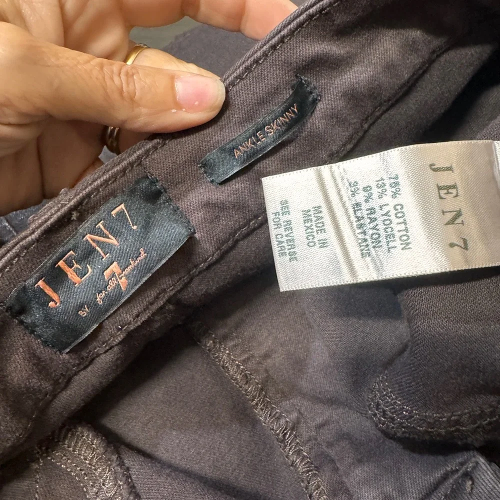7 For All Mankind Jeans Jen7 Skinny Coated 6 Burgundy Purple Brown‎ High Rise